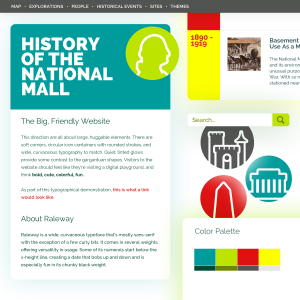 One of four mood boards created by the web designer, not selected by the team.