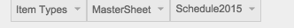 Three tabs with the sheet names Item Types, Master Sheet, and Scheduled 2015.